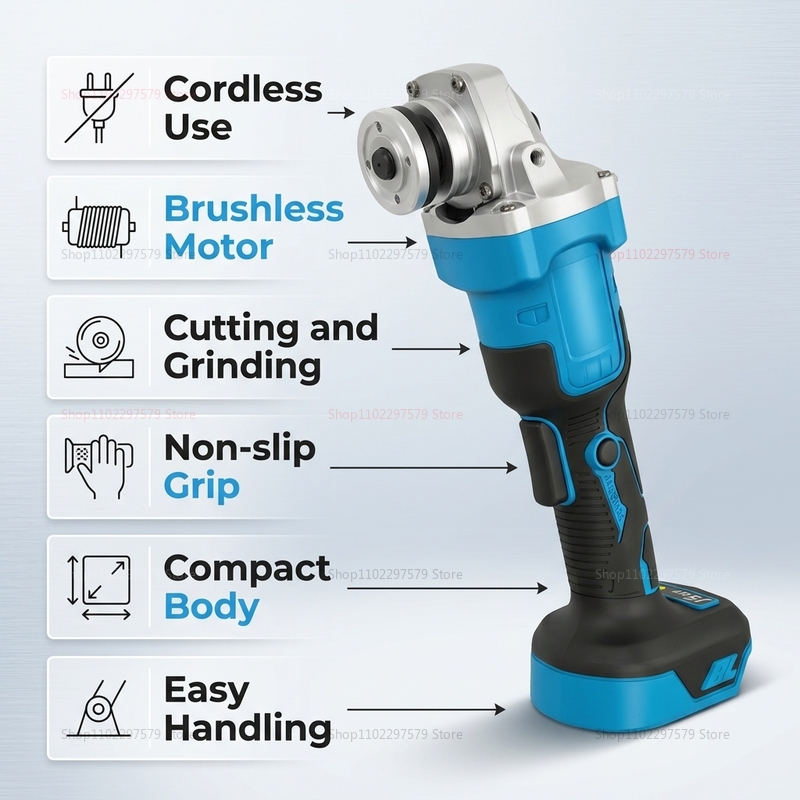Brushless Angle Grinder Battery Powered - Беспроводная бесщеточная угловая шлифовальная машина 18В,