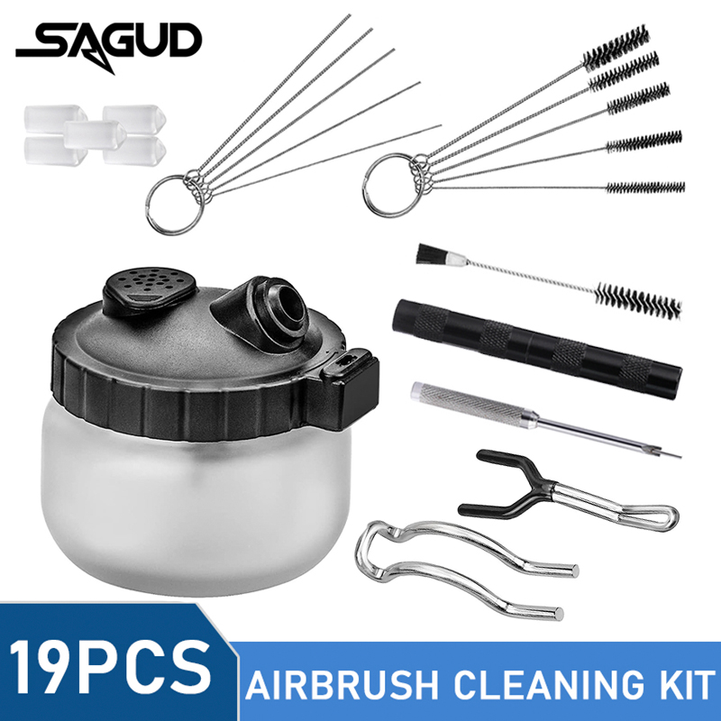 Airbrush Kit With Mini Compressor - Набор для чистки аэрографа SAGUD 19