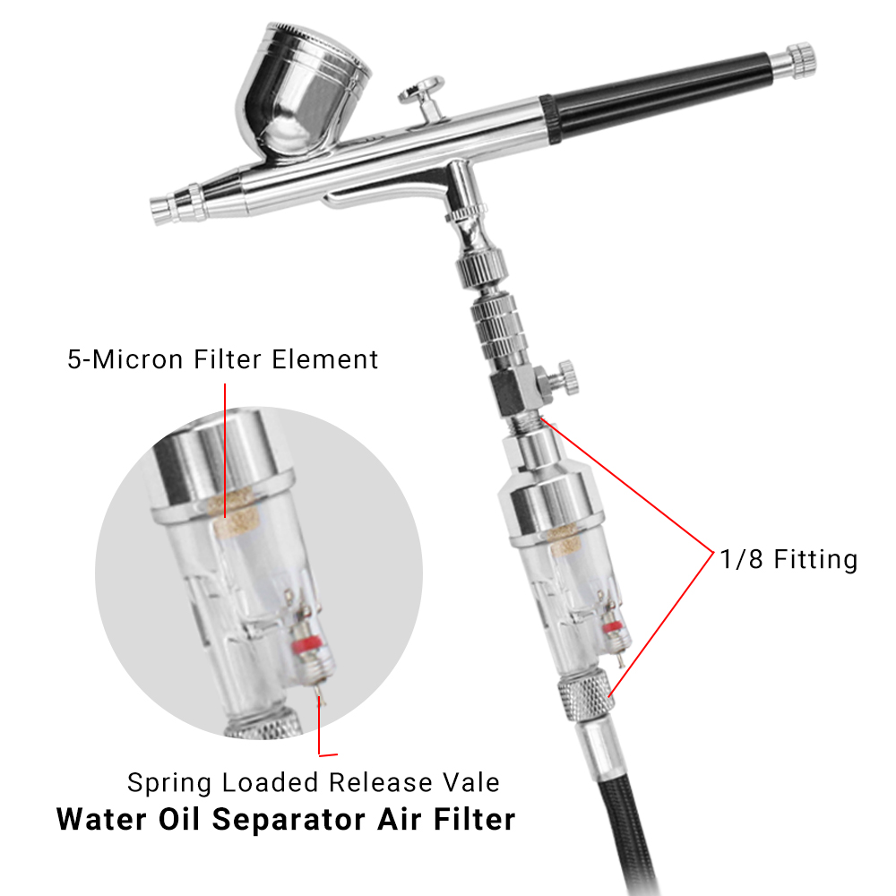 Воздушный фильтр 1/8 дюйма, аэ – обзор и цена Airbrush Kit With Mini Compressor
